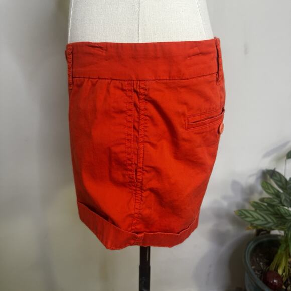Y2K J. CREW Red Low Rise Chino Shorts Cuffed Clean Girl Indie Fairy Preppy 2 - Picture 5 of 9